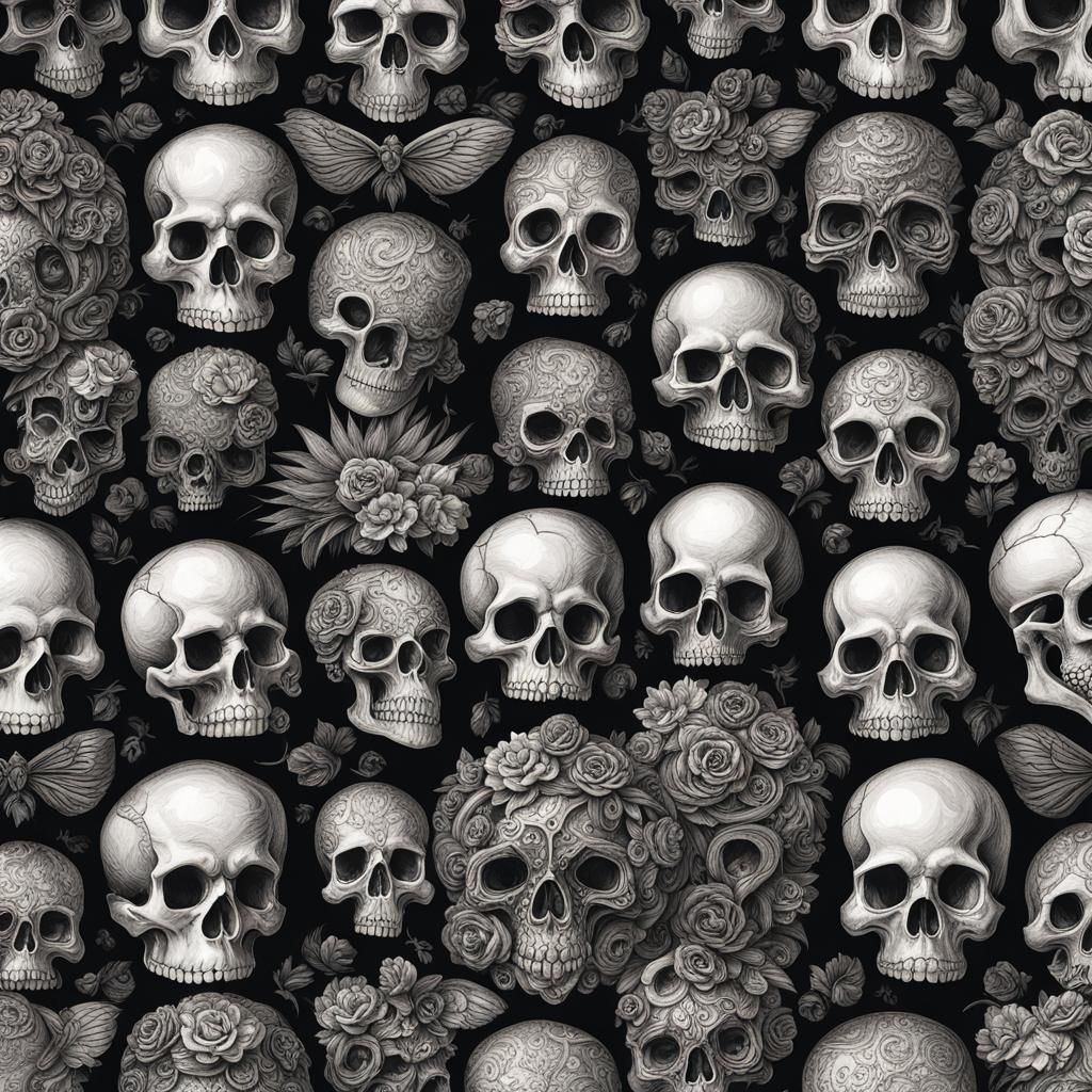 Detailed Skulls in High Resolution Panoramic Design