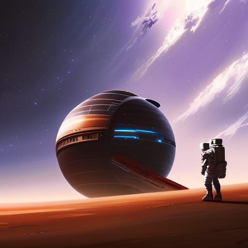 Astronaut's Cosmic View on Alien Planet as Digital Art