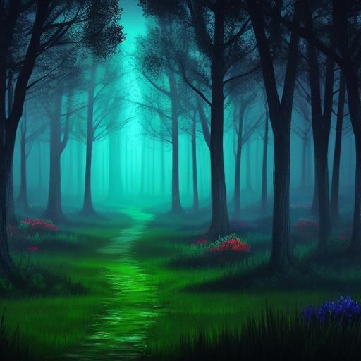 Enchanted Haunted Forest Illustration