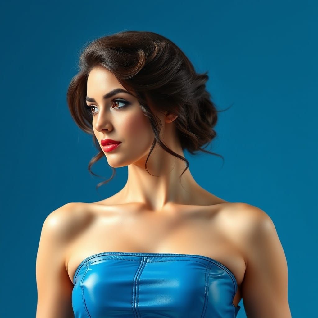 Greek Goddess in Blue Leather