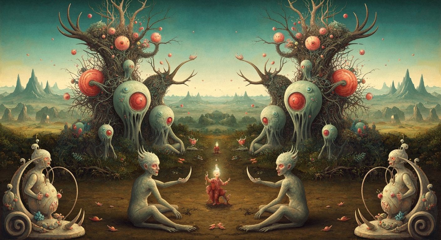 Quantum AI Entities in Hieronymus Bosch Landscape