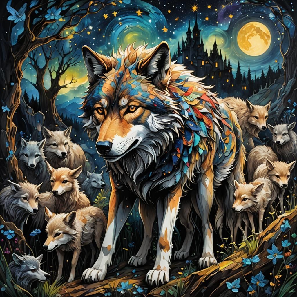 Der Wolf ohne 7 Geislein, aber mit seinem Nachwuchs 🙈👌