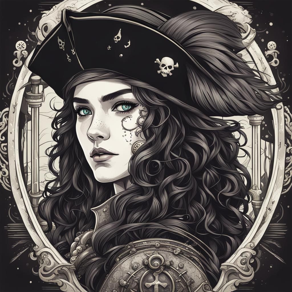 Young Pirate Lady with Fluffy Hair