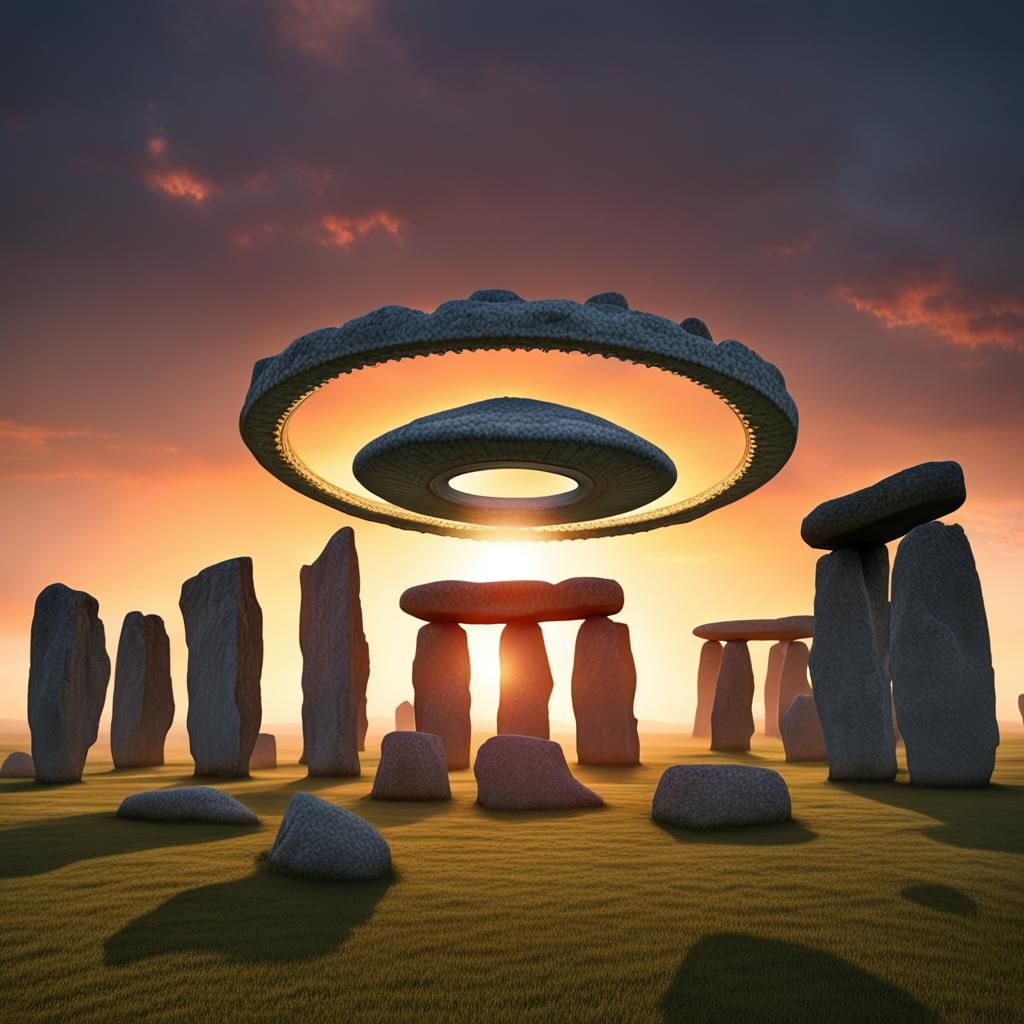 UFO Over Stonehenge at Sunrise