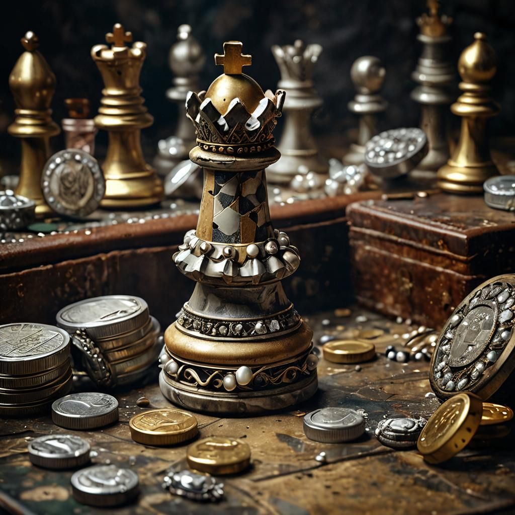 Marble Chess Queen on Treasure Pile
