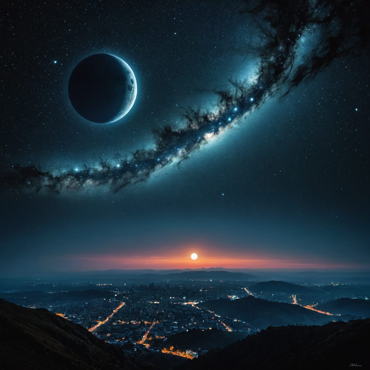 New Moon Night with Mars: A Cinematic 3D Painting