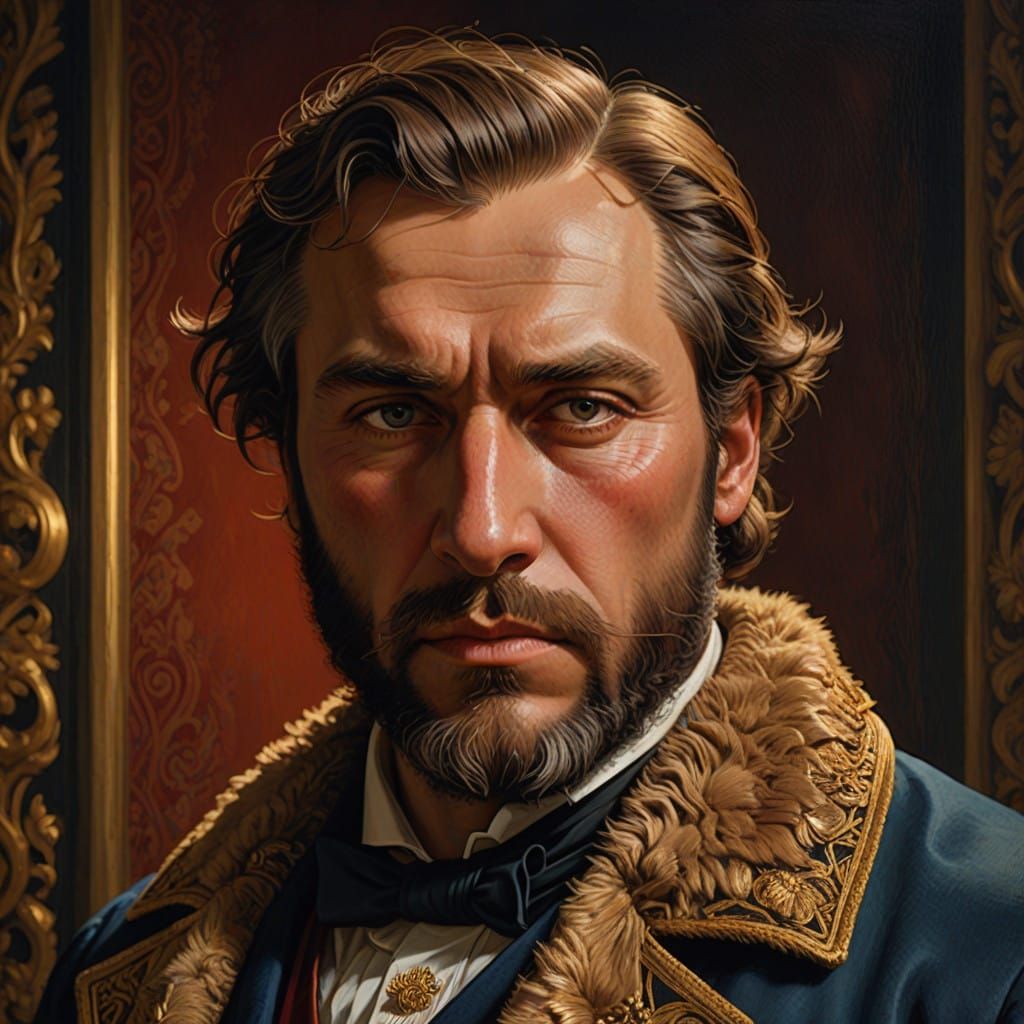 Ingres-Style Portrait of Lev Tolstói as a Russian Bear