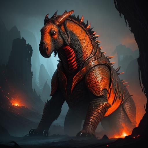 Demonic Molten Anteater with Bioluminescent Glow