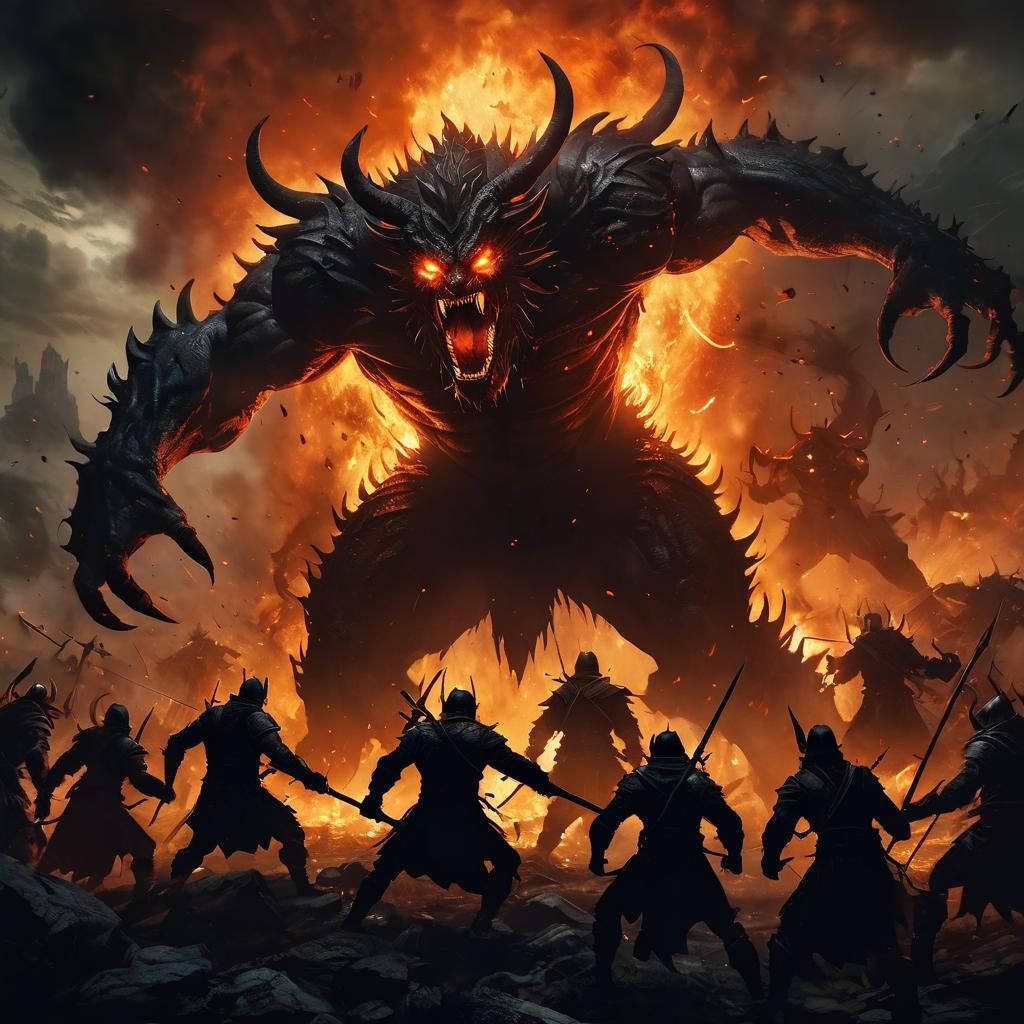 Travelers Battle Demon on Hellfire Battlefield