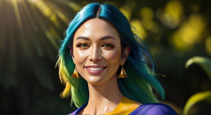 Person in Yard: Vibrant Oil Painting Portrait