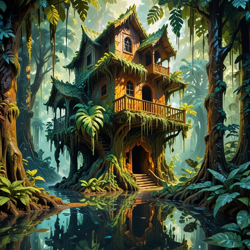 Baroque Sloth Lounging in Fractal Rainforest