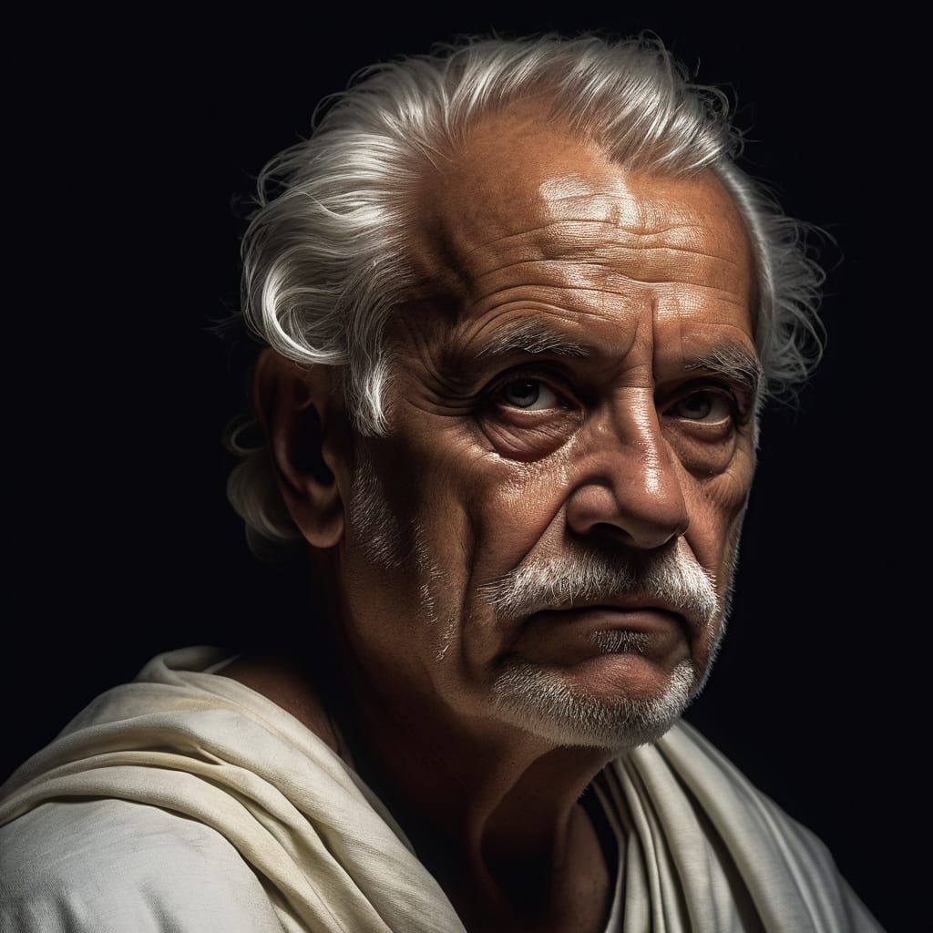 Seneca in Roman Toga, Caravaggio Style Portrait