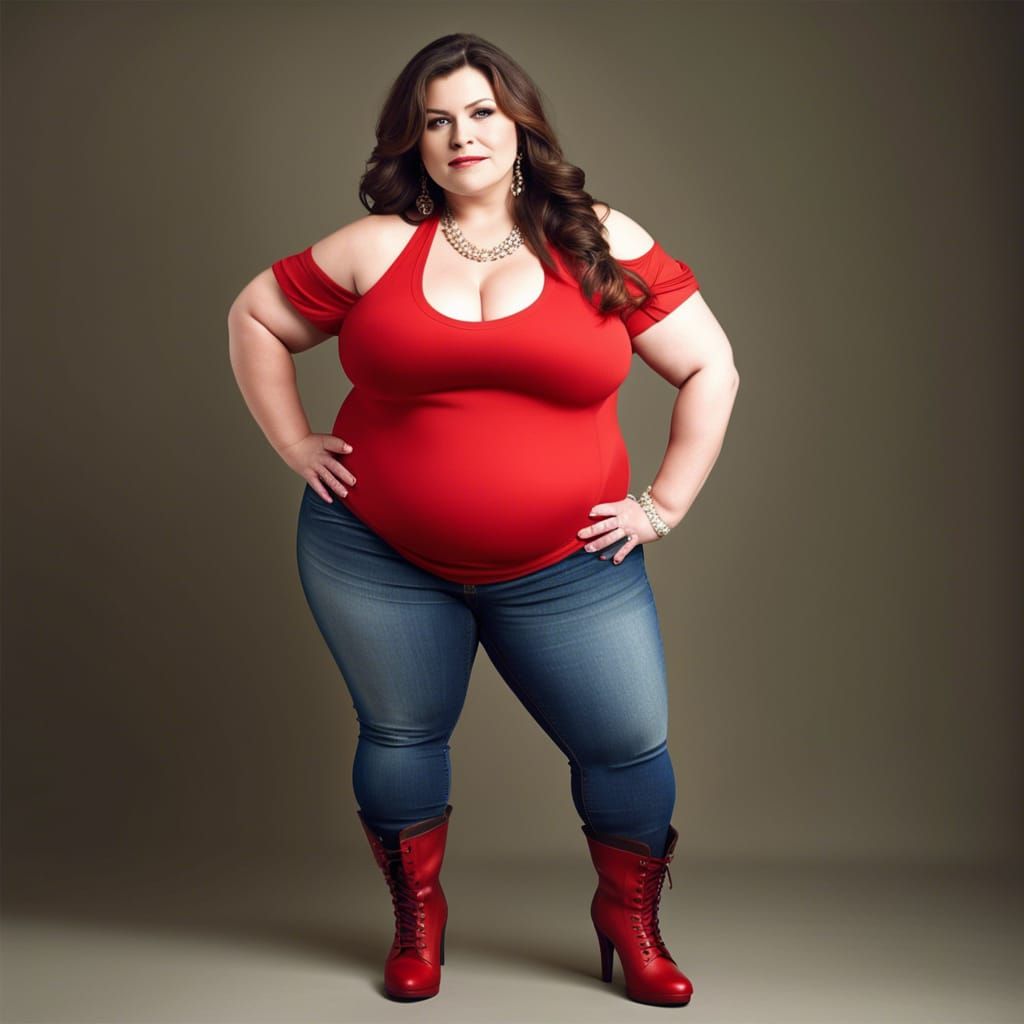 Curvy Woman in Department Store: Detailed Digital Art