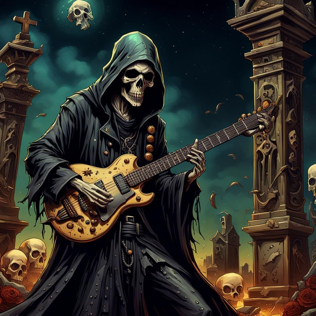Grim Reaper: Rock Star of Death, Dark Fantasy Art