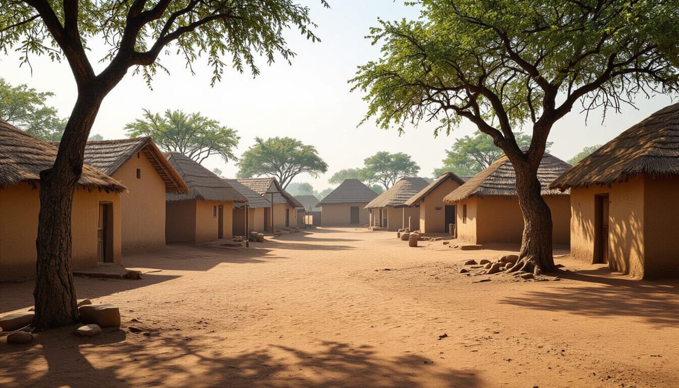 Empty African Village Square VFX Background Plate