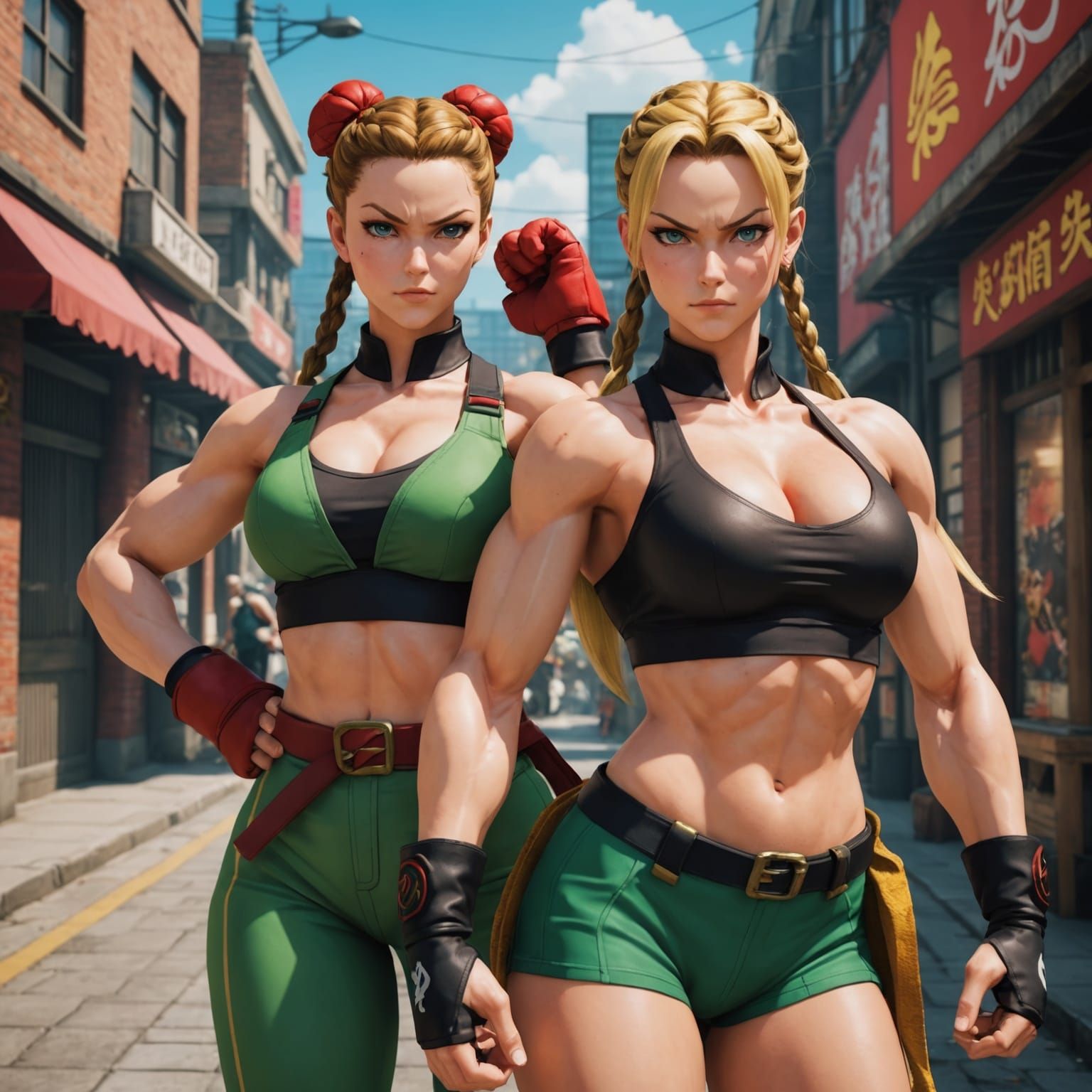 Cammy White and Tanjirō Kamado Duel in City