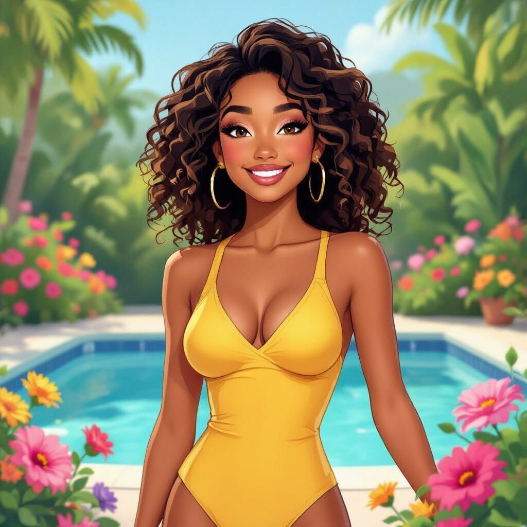 Elegant Birthday Portrait of Mona by Pool