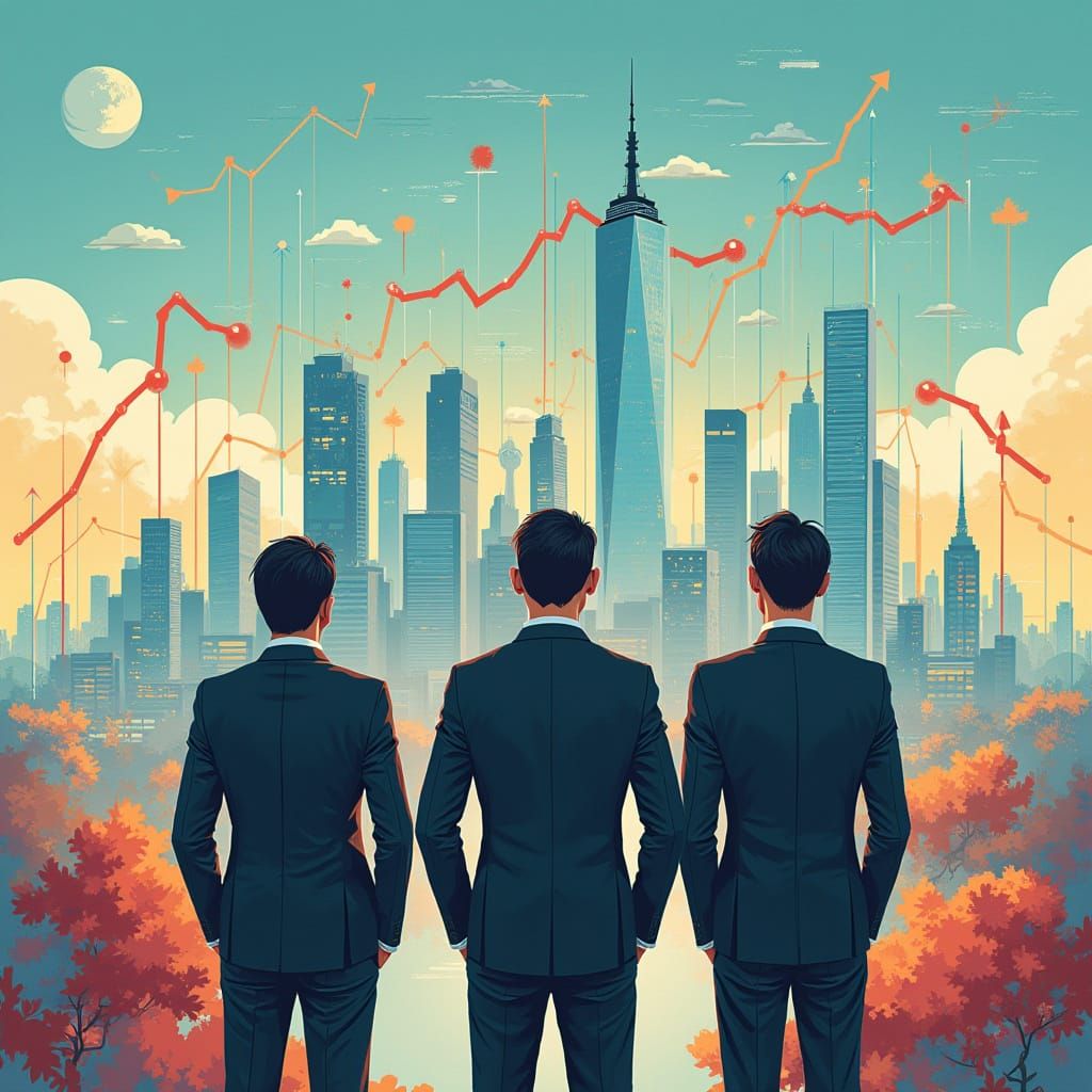 Business Leaders Amidst Booming Economy Skyline