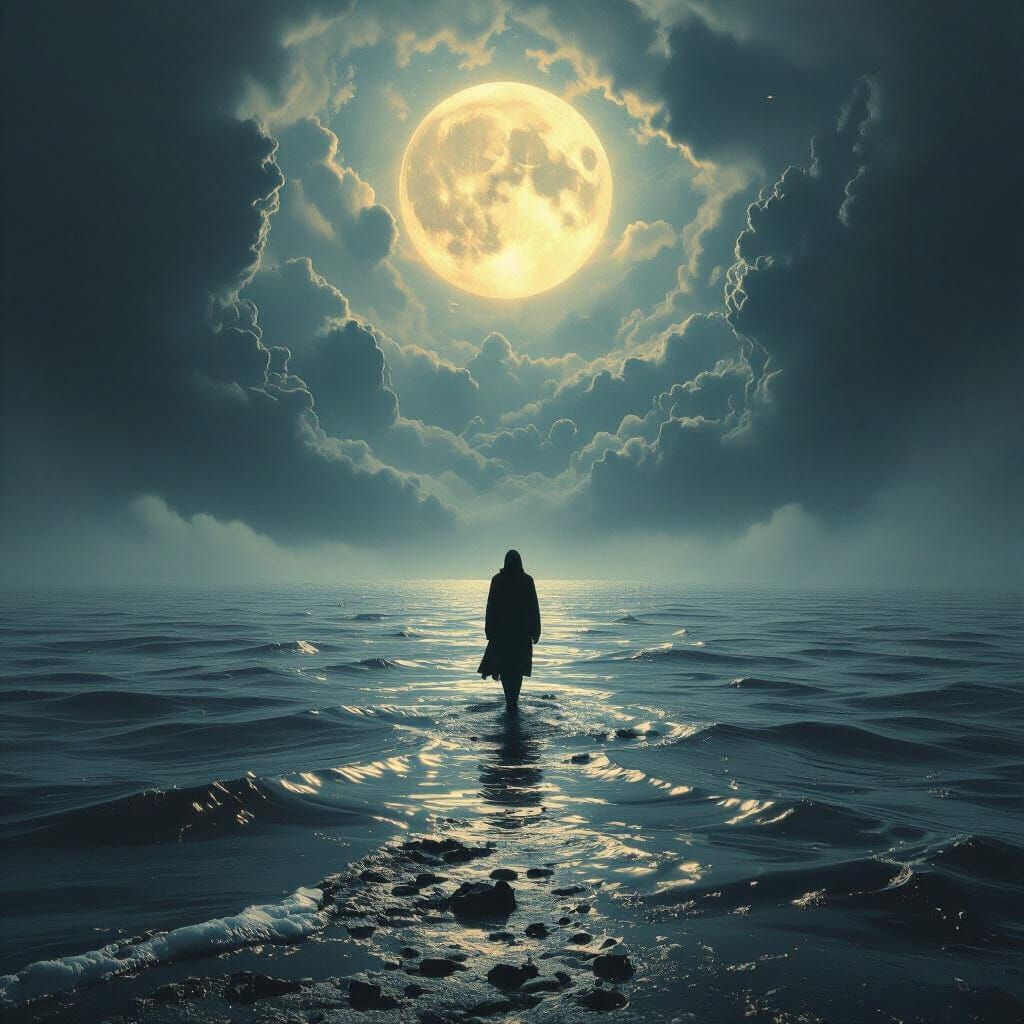 Surreal Cosmic Dreamscape of Sorrow and Resilience