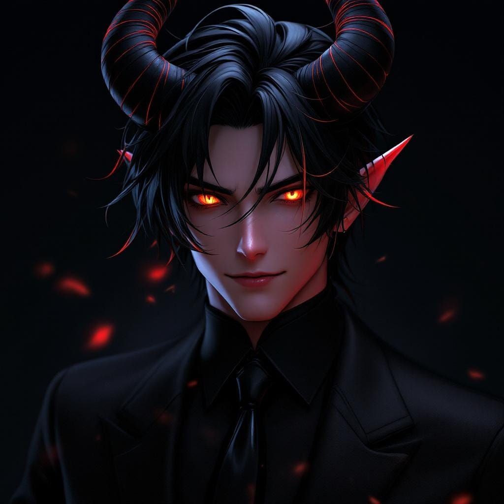 Handsome Anime Demon in 3D Art Style