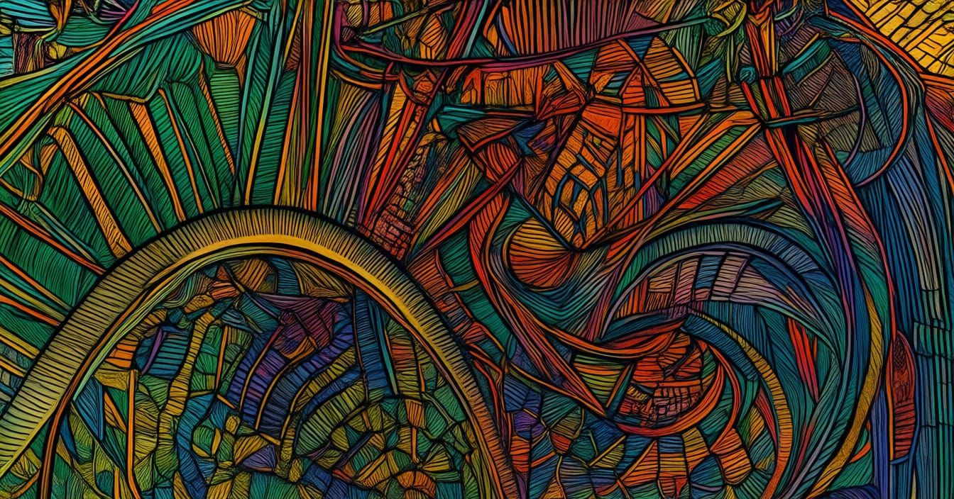 Intricately Detailed Ink Drawing of Fused Figures