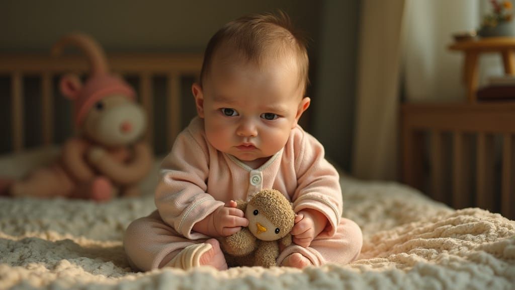 Distraught Infant in Nursery, Illustrative Art