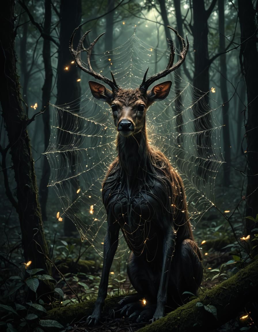 Ephemeral Fawn Emerges in Dark Forest