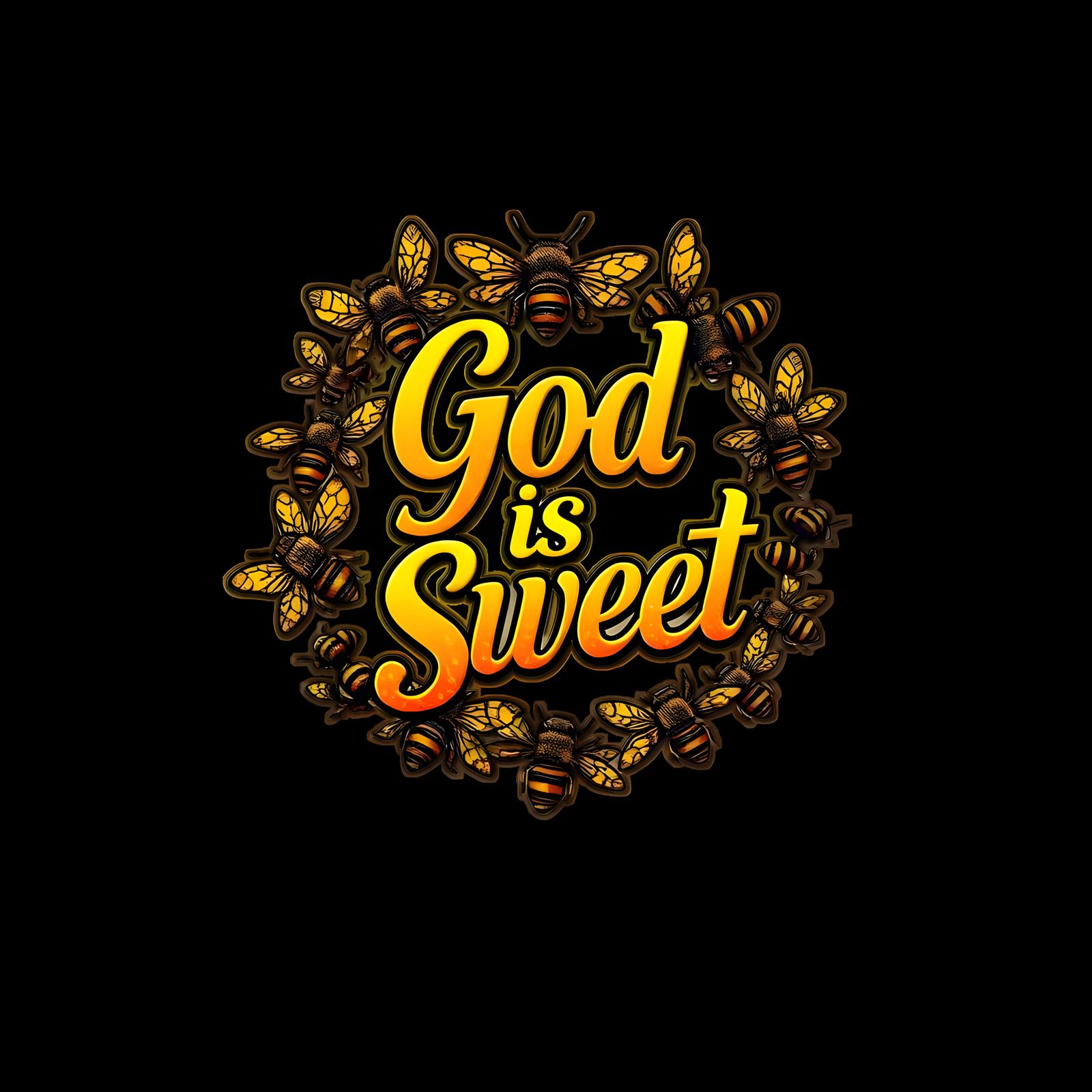 Surreal Honeycomb Logo Depicts Bees Writing 'God is Sweet' i...