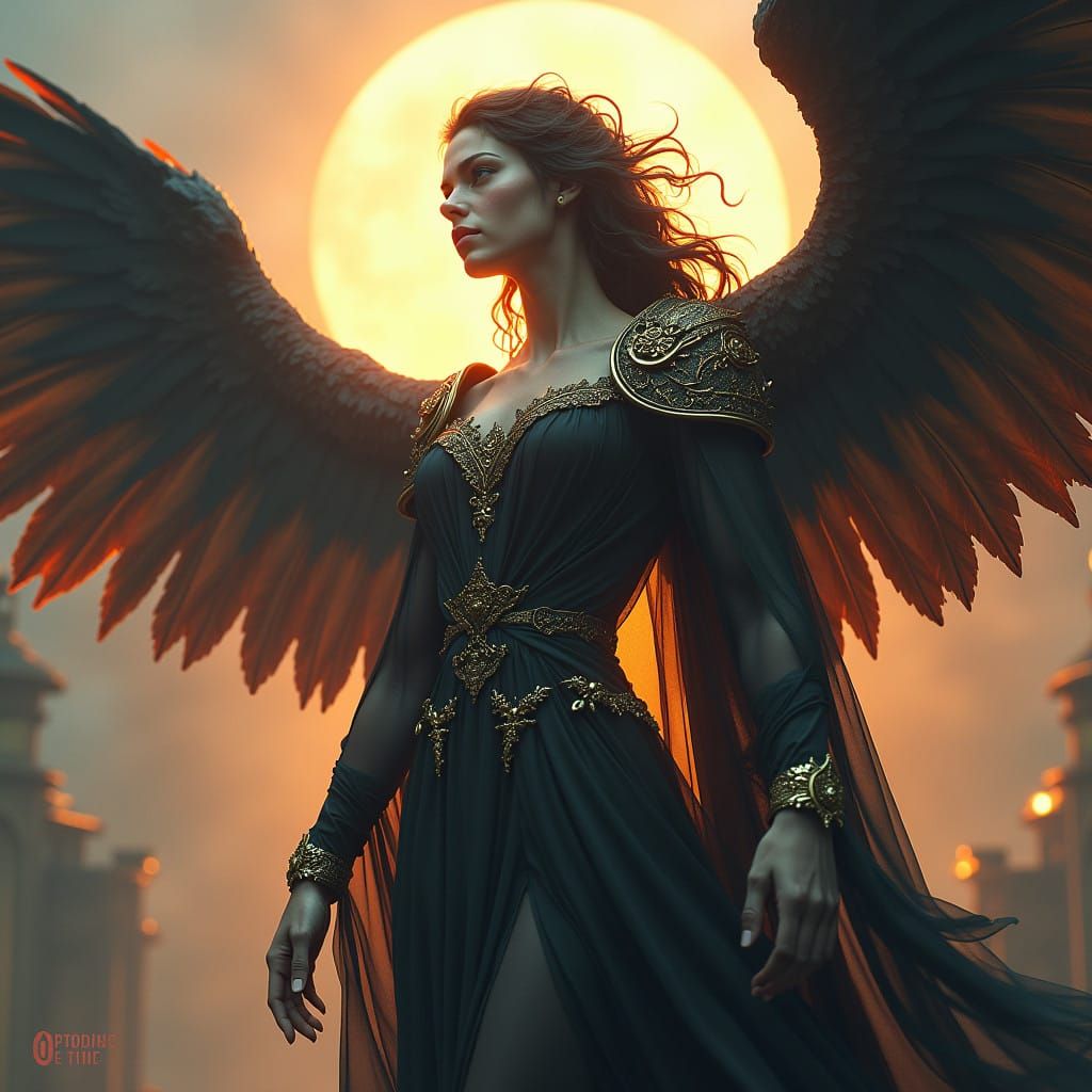 Majestic Fallen Angel in Dark Fantasy Style
