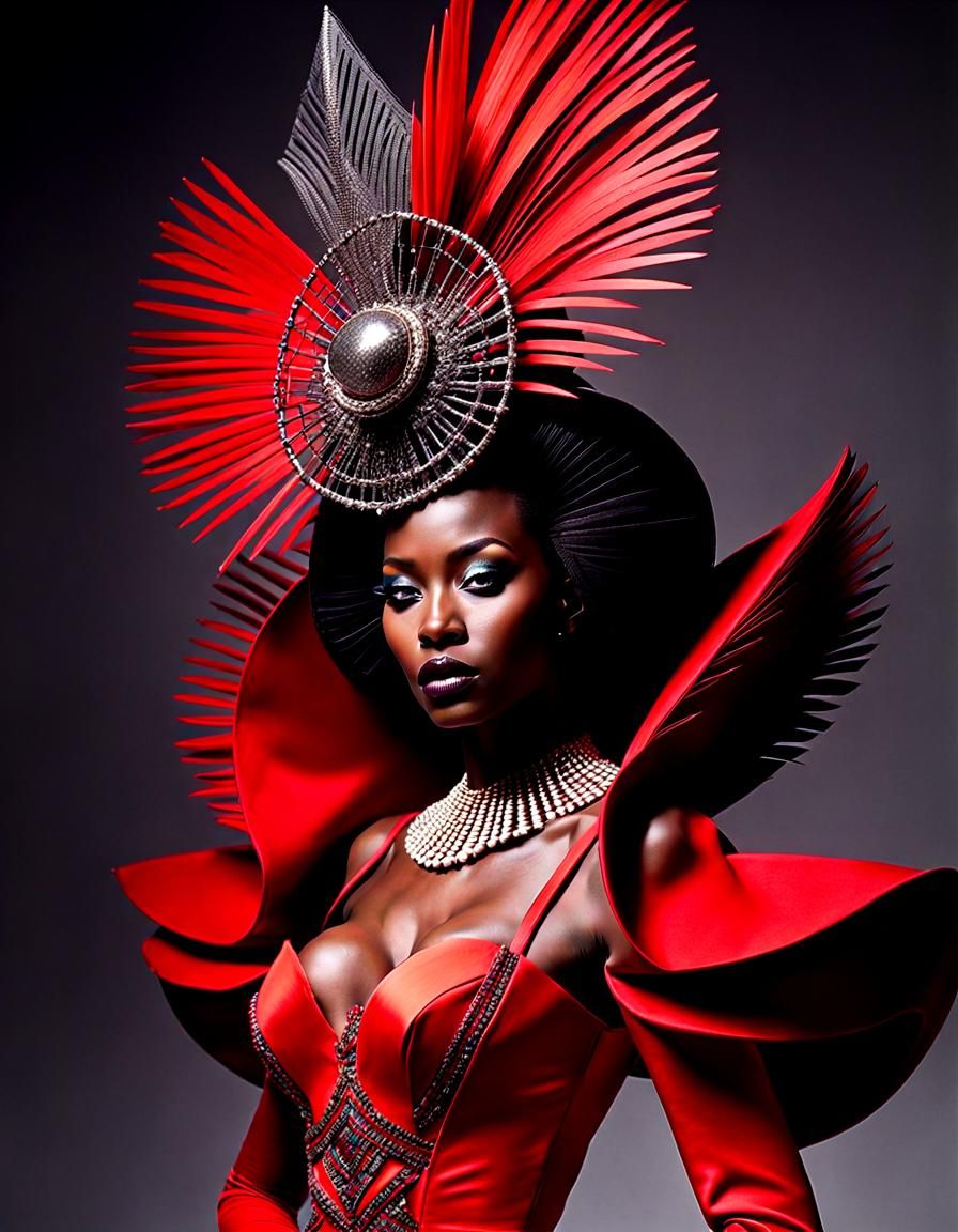 Opulent African Queen in Avant-Garde Fashion