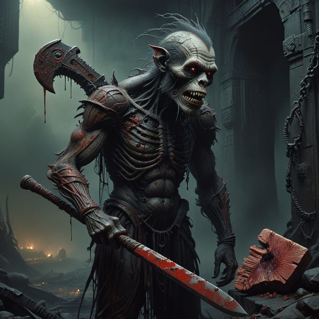 Decaying Monkey Clown Exudes Malevolent Intent in Dark Fanta...