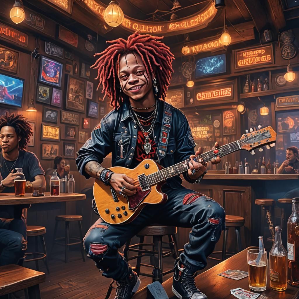 Trippie Redd on Country Album Cover in Bar