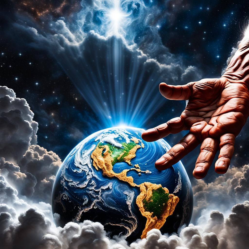 God's Hand Reaching Earth: Comic Book Style
