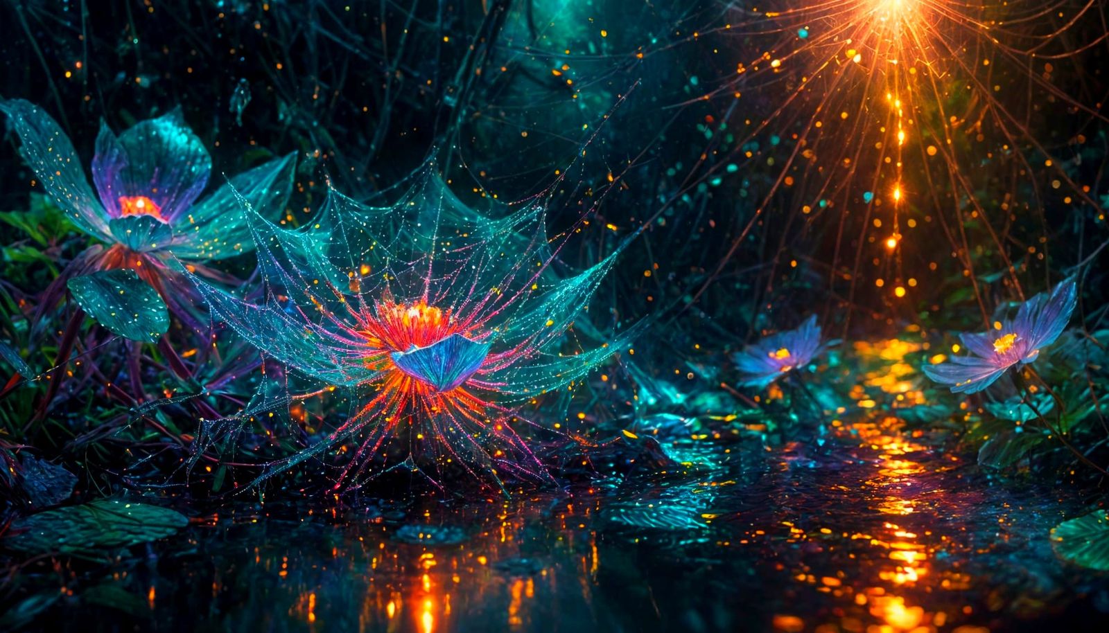 Magical Spiderweb Flower Radiates Bioluminescent Glow