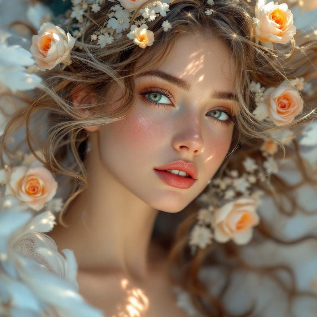 Angelic Woman in Art Nouveau Style