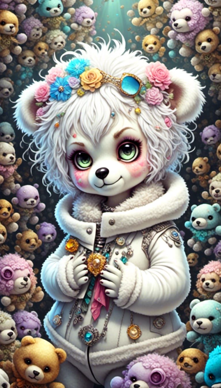 Punk Teddy Bear in Wave World Style