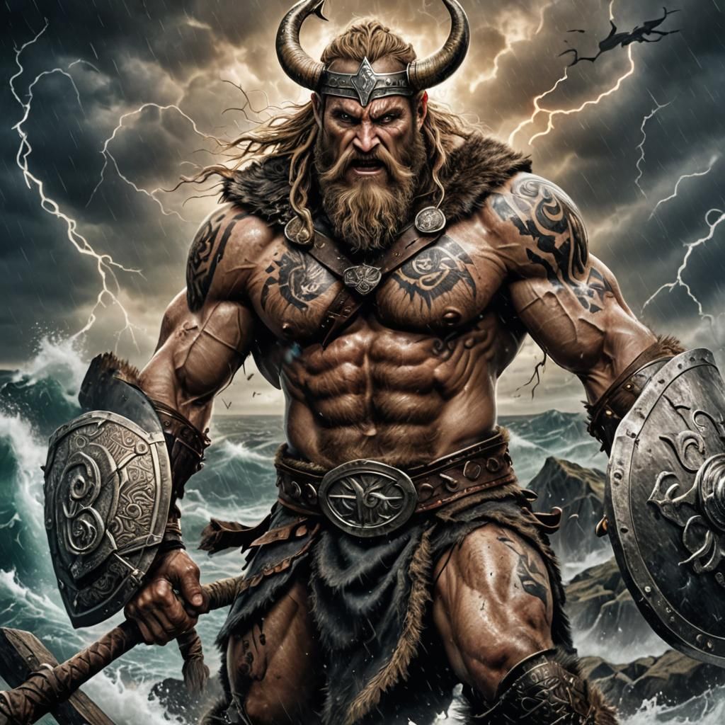 Norse God Tyr in Hyperrealistic Oil Painting