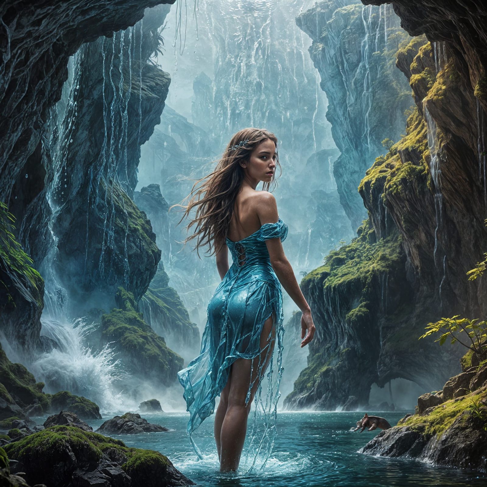 Anthropomorphic Water Elemental: Digital Painted Art