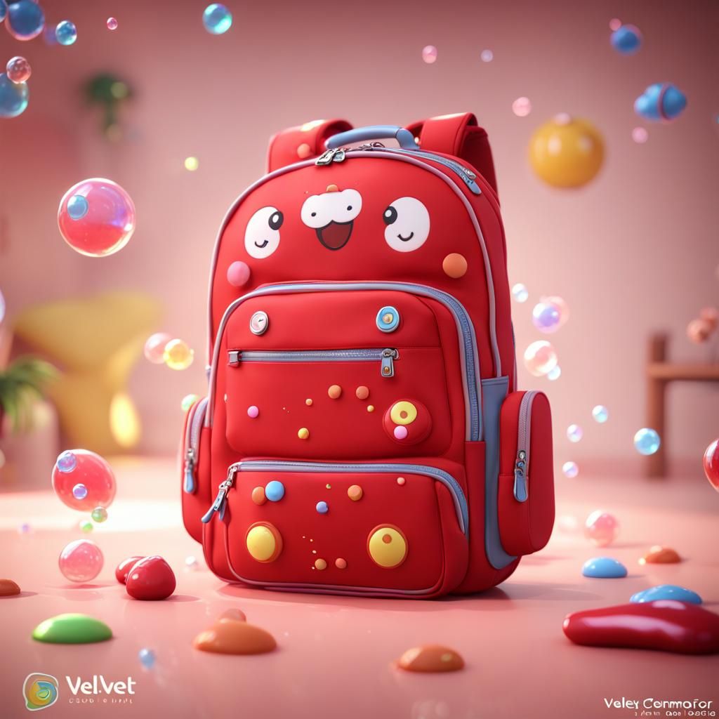Cute Red Kindergarten Bag in 3D Style