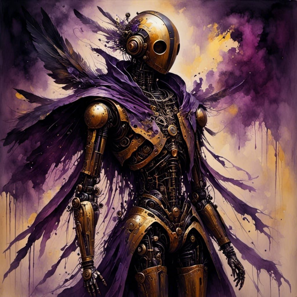 Vibrant Violet Wooden Fantasy Figure