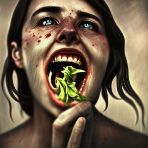 Sorceress Laughing: A Horror Portrait in Doré Style