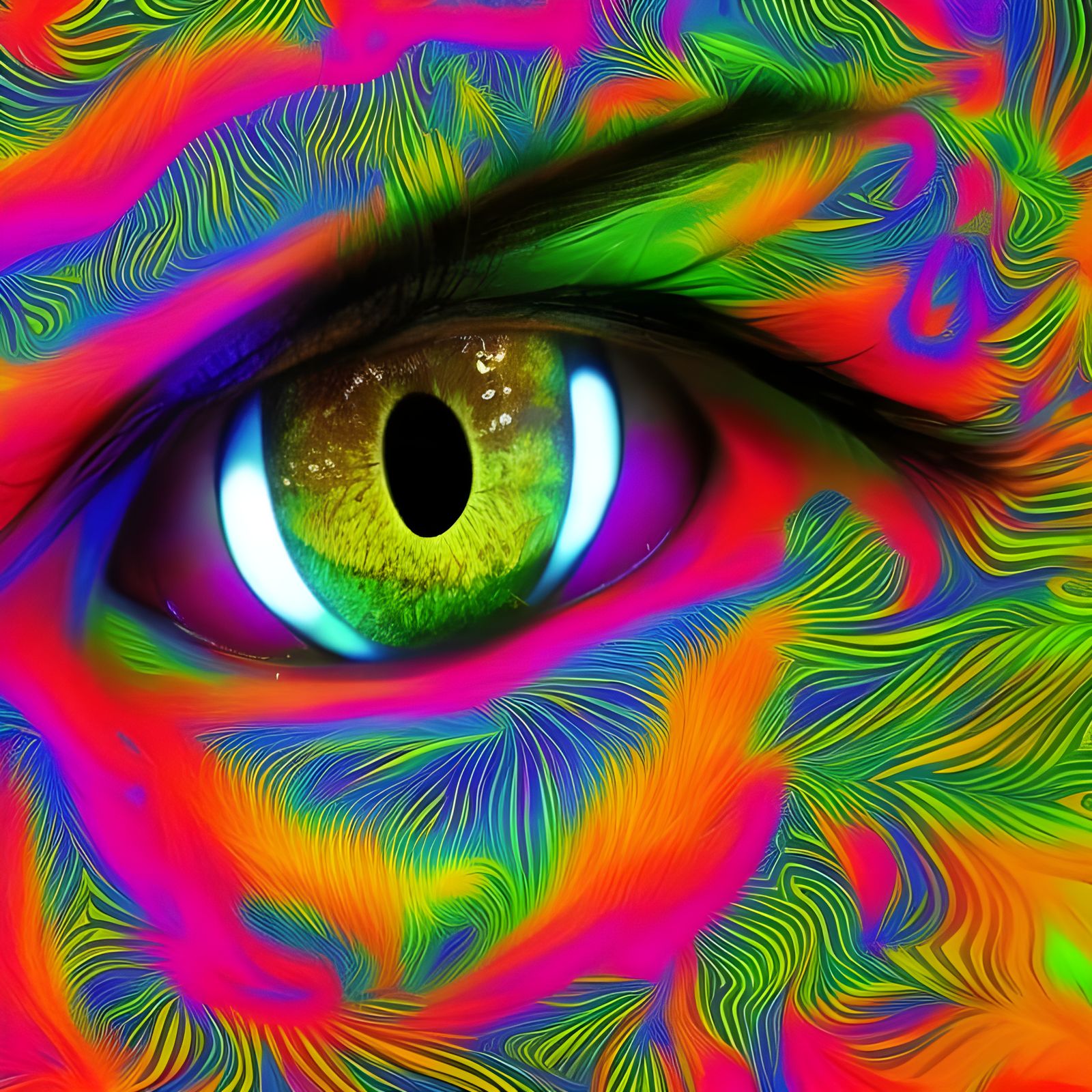 Hypnotic Psychedelic Eye with Glowing Colors