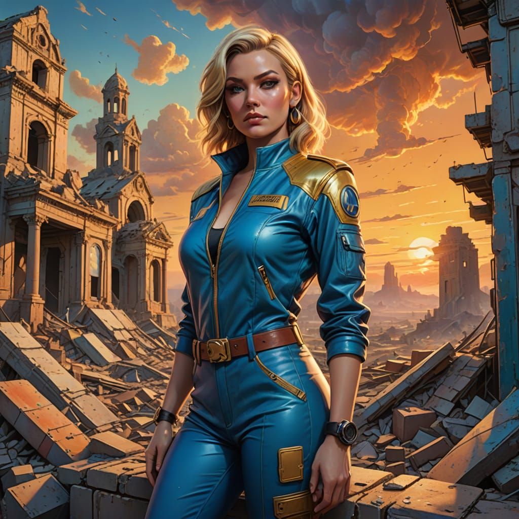 Sultry Post-Apocalyptic Pinup in Vibrant Colors