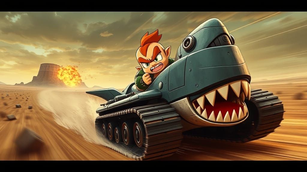 Chibi Bowser Races Shark Tank in Wasteland