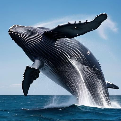 Humpback Whale Breaching in Open Ocean
