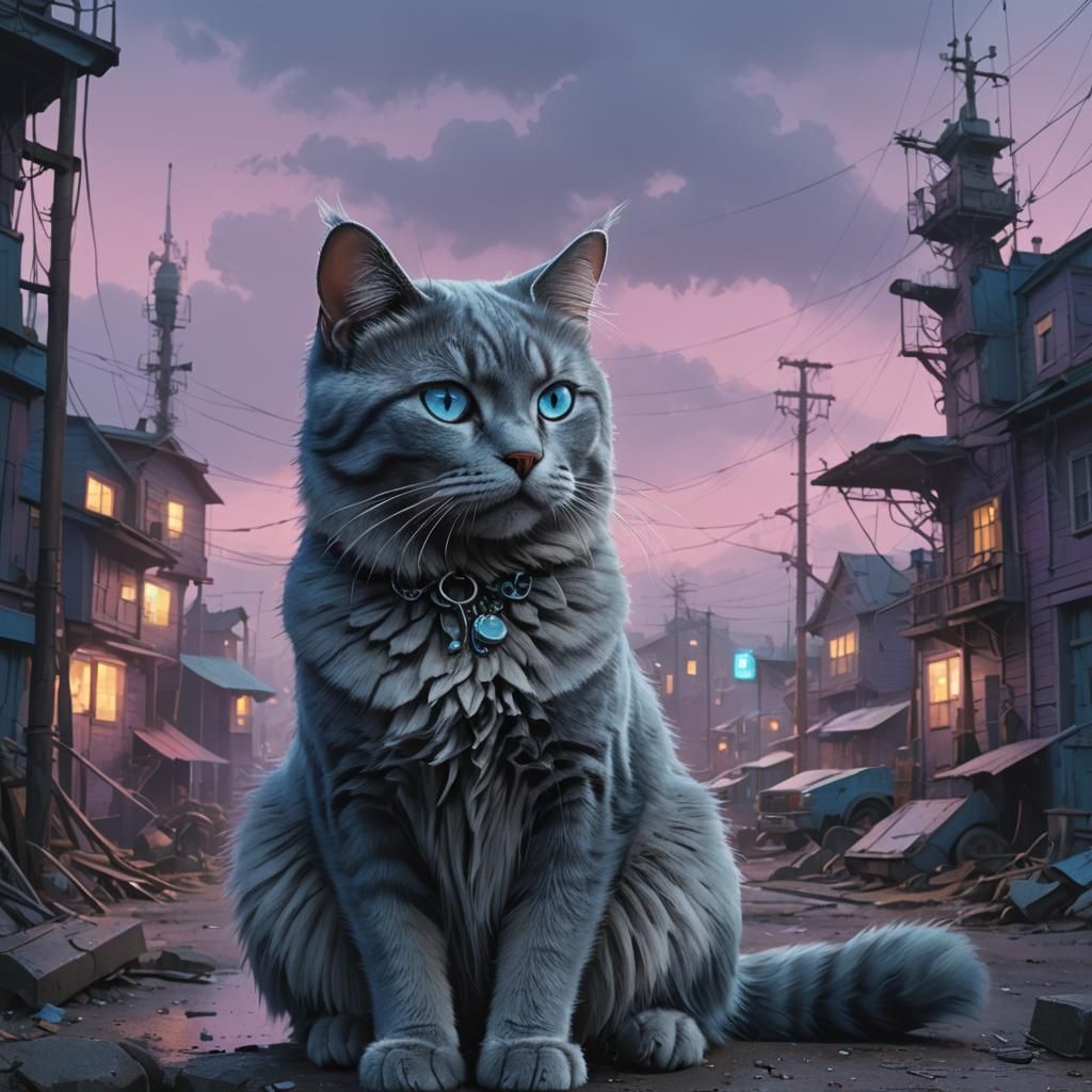 Regal Blue Cat Matte Painting