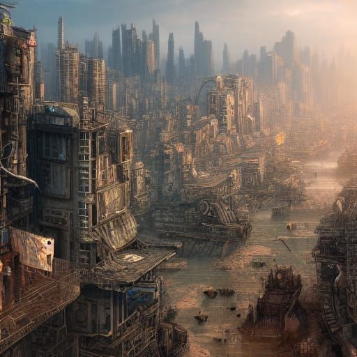 Cattlepunk City in Dark Fantasy Style