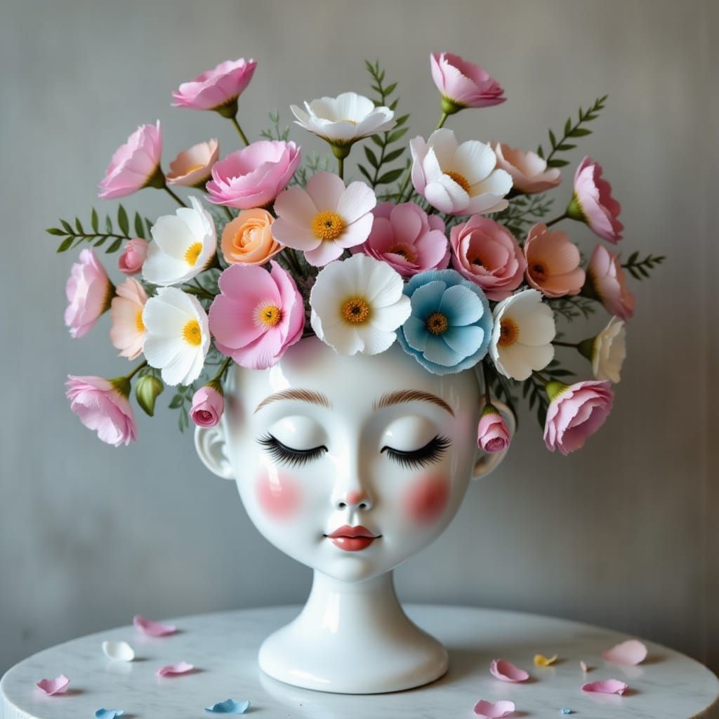 Whimsical Floral Arrangement in Watercolor Style