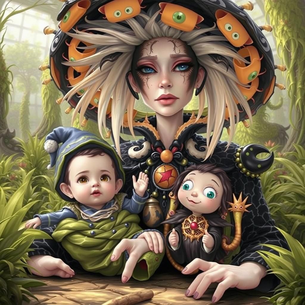 Cute Alien Plant Wizard in Circlism Style