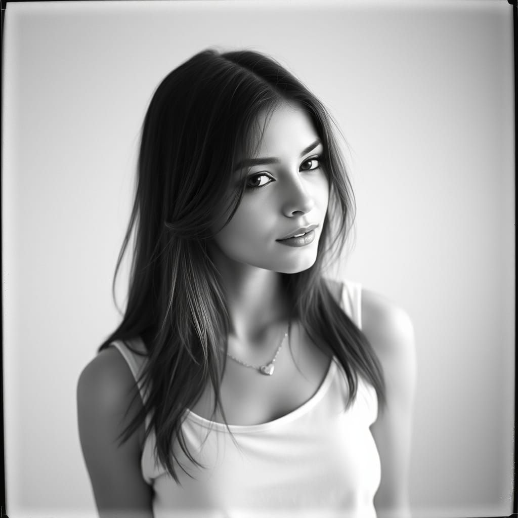 Y2K Style Portrait of Woman with Heart Necklace